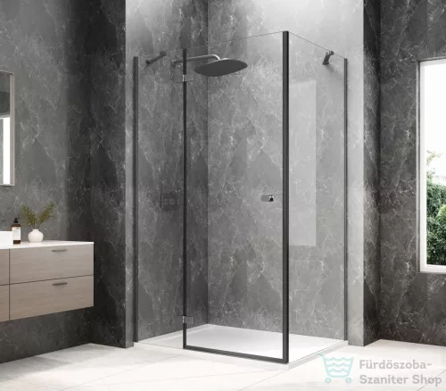 Sapho GLOBE GUN METAL nyílóajtó oldalfallal,1100x900mm, balos, transzparent üveg (GB1011-3315LGM)