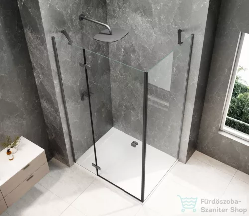 Sapho GLOBE GUN METAL nyílóajtó oldalfallal,1100x900mm, balos, transzparent üveg (GB1011-3315LGM)