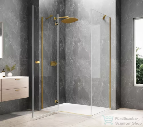 Sapho GLOBE GOLD MATT nyílóajtó oldalfallal,1200x900mm, balos, transzparent üveg (GB1012-3315LG)