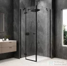 Sapho GLOBE BLACK nyílóajtó oldalfallal 800x800mm, balos, transzparent üveg (GB1080-3215LB)