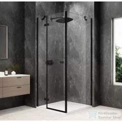   Sapho GLOBE BLACK nyílóajtó oldalfallal 800x800mm, balos, transzparent üveg (GB1080-3215LB)