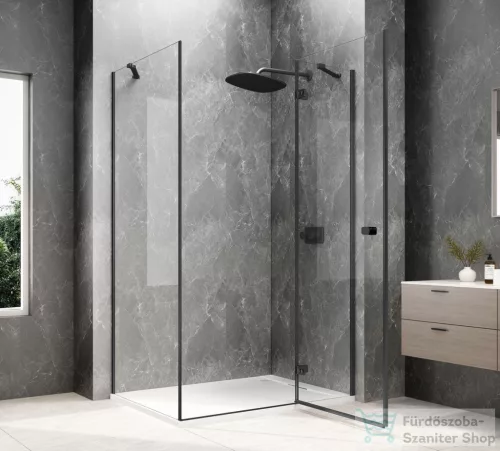Sapho GLOBE BLACK nyílóajtó oldalfallal 800x900mm, jobbos, transzparent üveg (GB1080-3315RB)