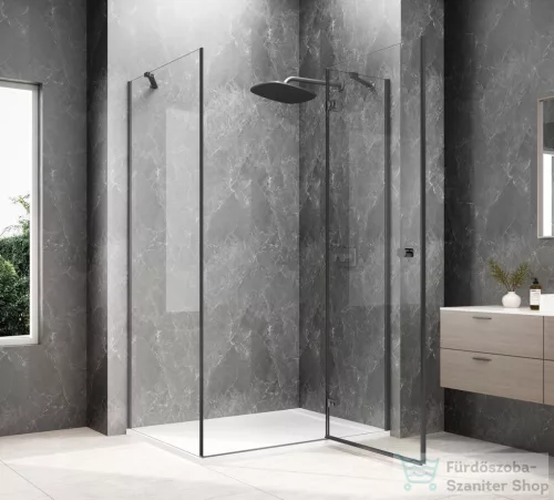 Sapho GLOBE GUN METAL nyílóajtó oldalfallal 800x900mm, jobbos, transzparent üveg (GB1080-3315RGM)