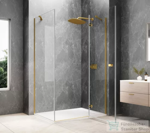 Sapho GLOBE GOLD MATT nyílóajtó oldalfallal 800x900mm, jobbos, transzparent üveg (GB1080-3315RG)