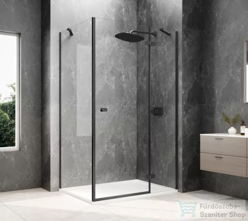 Sapho GLOBE BLACK nyílóajtó oldalfallal 800x1000mm, jobbos, transzparent üveg (GB1080-3415RB)