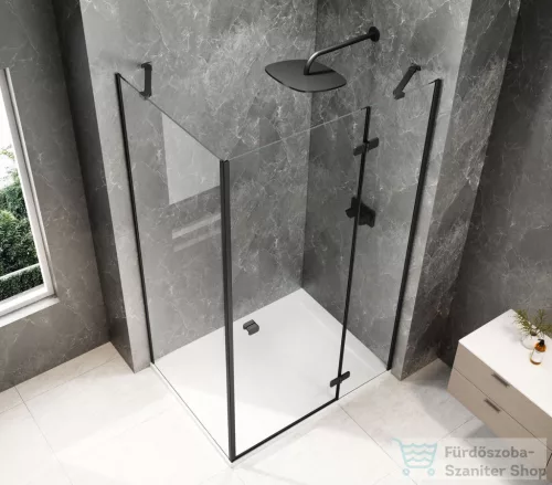 Sapho GLOBE BLACK nyílóajtó oldalfallal 800x1000mm, jobbos, transzparent üveg (GB1080-3415RB)