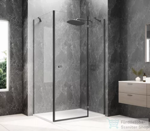 Sapho GLOBE GUN METAL nyílóajtó oldalfallal 900x800mm, jobbos, transzparent üveg (GB1090-3215RGM)