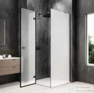 Sapho GLOBE GUN METAL nyílóajtó oldalfallal 900x900mm, balos, matt üveg (GB1090-3315MLGM)