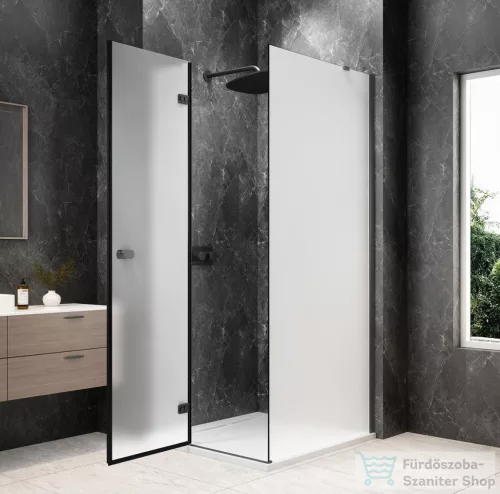 Sapho GLOBE GUN METAL nyílóajtó oldalfallal 900x900mm, balos, matt üveg (GB1090-3315MLGM)