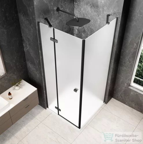 Sapho GLOBE GUN METAL nyílóajtó oldalfallal 900x900mm, balos, matt üveg (GB1090-3315MLGM)