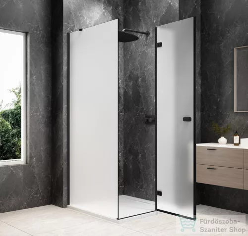 Sapho GLOBE BLACK nyílóajtó oldalfallal 900x900mm, jobbos, matt üveg (GB1090-3315MRB)