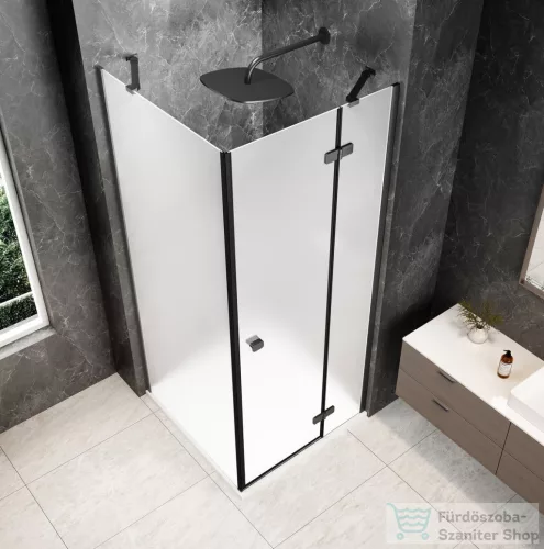 Sapho GLOBE GUN METAL nyílóajtó oldalfallal 900x900mm, jobbos, matt üveg (GB1090-3315MRGM)