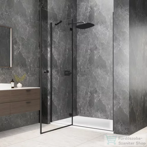 Sapho GLOBE BLACK nyíló ajtó 900 mm, balos, transzparent üveg (GB1090LB)