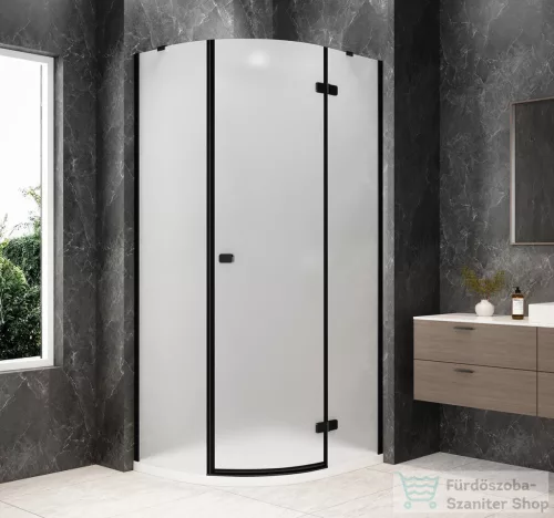 Sapho GLOBE BLACK íves zuhanykabin 1000x800 mm, jobbos, matt üveg (GB2180MRB)
