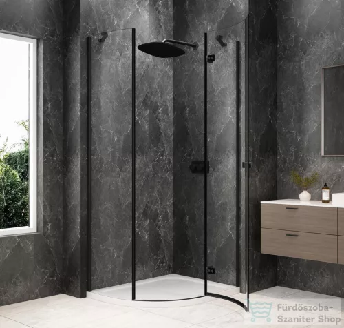 Sapho GLOBE BLACK íves zuhanykabin 1000x900 mm, jobbos, transzparent üveg (GB2190RB)