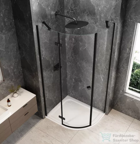 Sapho GLOBE BLACK íves zuhanykabin 1000x1000 mm, balos, transzparent üveg (GB2610LB)