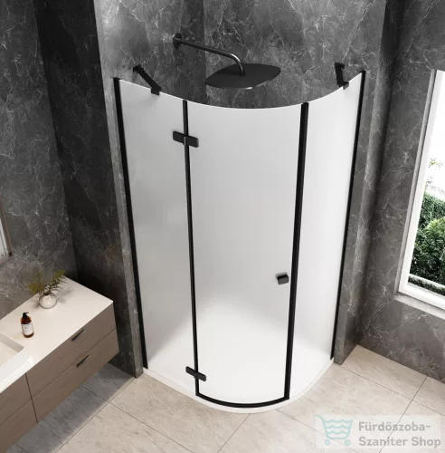 Sapho GLOBE BLACK íves zuhanykabin 1000x1000 mm, balos, matt üveg (GB2610MLB)