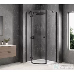   Sapho GLOBE BLACK íves zuhanykabin 800x800 mm, balos, transzparent üveg (GB2680LB)