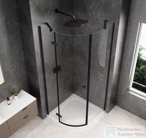 Sapho GLOBE BLACK íves zuhanykabin 800x800 mm, balos, transzparent üveg (GB2680LB)