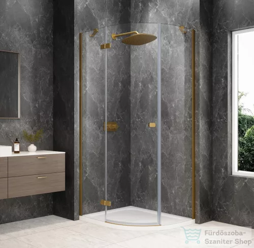 Sapho GLOBE GOLD MATT íves zuhanykabin 800x800 mm, balos, transzparent üveg (GB2680LG)