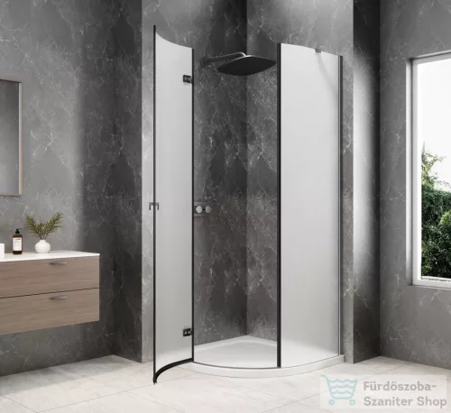 Sapho GLOBE GUN METAL íves zuhanykabin 800x800 mm, balos, matt üveg (GB2680MLGM)