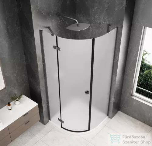 Sapho GLOBE GUN METAL íves zuhanykabin 800x800 mm, balos, matt üveg (GB2680MLGM)