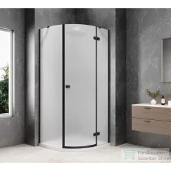   Sapho GLOBE BLACK íves zuhanykabin 800x800 mm, jobbos, matt üveg (GB2680MRB)