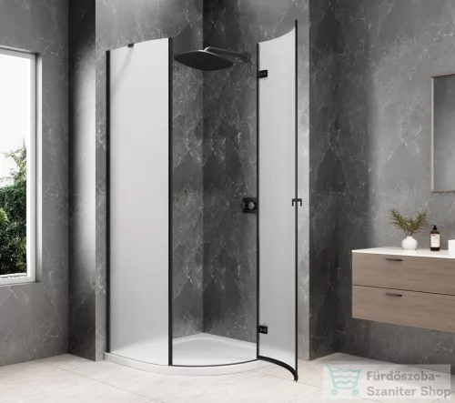 Sapho GLOBE BLACK íves zuhanykabin 800x800 mm, jobbos, matt üveg (GB2680MRB)