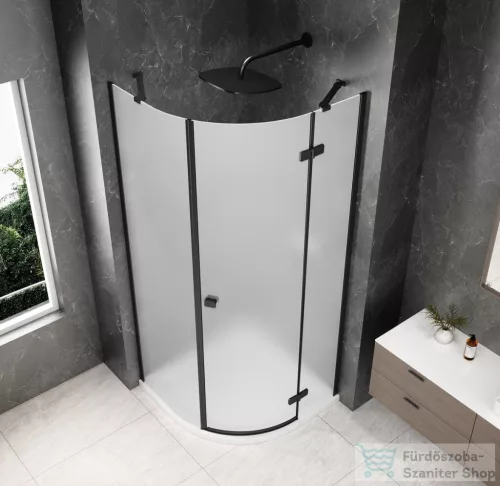 Sapho GLOBE BLACK íves zuhanykabin 800x800 mm, jobbos, matt üveg (GB2680MRB)