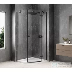   Sapho GLOBE BLACK íves zuhanykabin 800x800 mm, jobbos, transzparent üveg (GB2680RB)