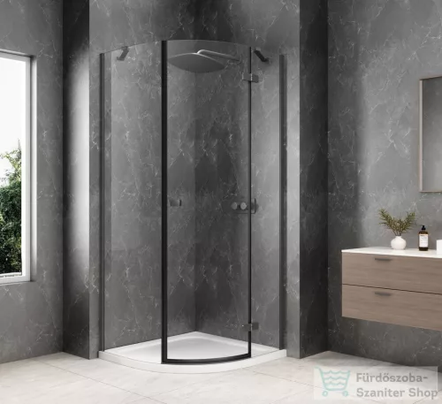 Sapho GLOBE GUN METAL íves zuhanykabin 800x800 mm, jobbos, transzparent üveg (GB2680RGM)