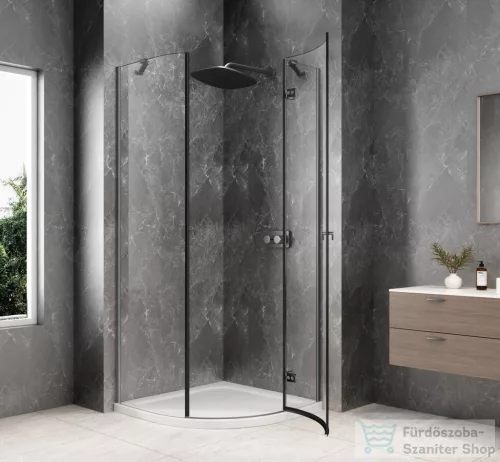 Sapho GLOBE GUN METAL íves zuhanykabin 800x800 mm, jobbos, transzparent üveg (GB2680RGM)