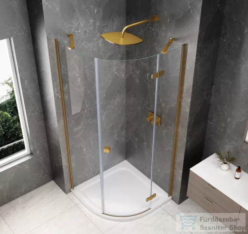 Sapho GLOBE GOLD MATT íves zuhanykabin 800x800 mm, jobbos, transzparent üveg (GB2680RG)