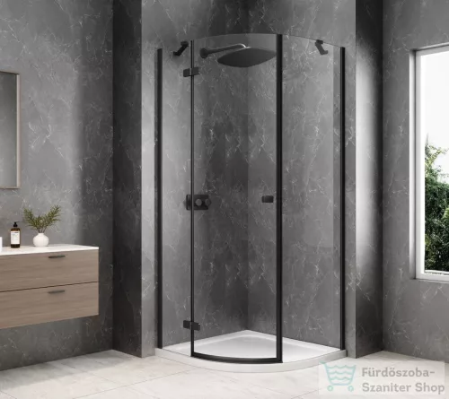 Sapho GLOBE BLACK íves zuhanykabin 900x900 mm, balos, transzparent üveg (GB2690LB)