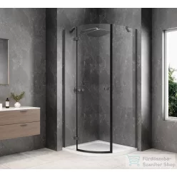   Sapho GLOBE GUN METAL íves zuhanykabin 900x900 mm, balos, transzparent üveg (GB2690LGM)