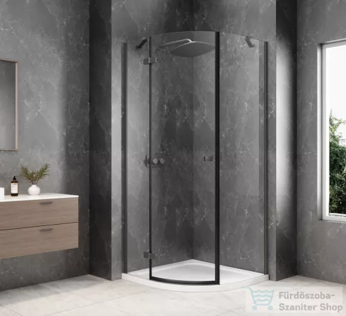 Sapho GLOBE GUN METAL íves zuhanykabin 900x900 mm, balos, transzparent üveg (GB2690LGM)