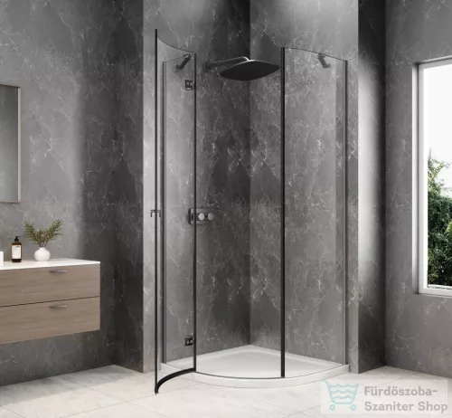 Sapho GLOBE GUN METAL íves zuhanykabin 900x900 mm, balos, transzparent üveg (GB2690LGM)