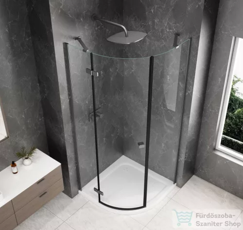 Sapho GLOBE GUN METAL íves zuhanykabin 900x900 mm, balos, transzparent üveg (GB2690LGM)