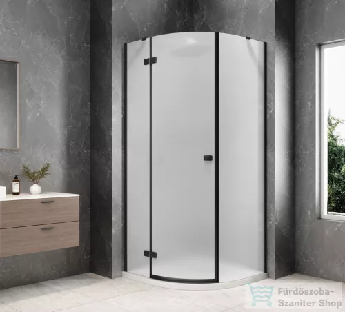 Sapho GLOBE BLACK íves zuhanykabin 900x900 mm, balos, matt üveg (GB2690MLB)