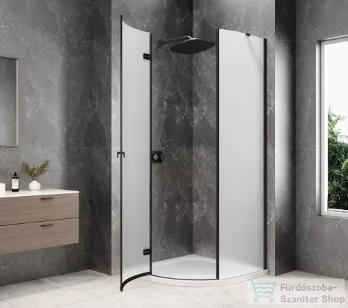Sapho GLOBE BLACK íves zuhanykabin 900x900 mm, balos, matt üveg (GB2690MLB)