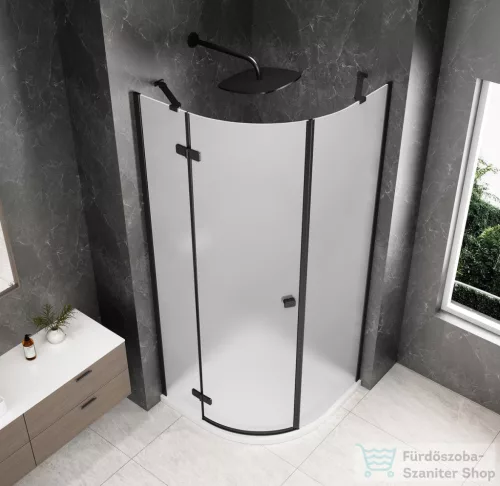 Sapho GLOBE BLACK íves zuhanykabin 900x900 mm, balos, matt üveg (GB2690MLB)