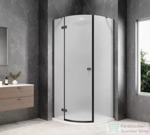 Sapho GLOBE GUN METAL íves zuhanykabin 900x900 mm, balos, matt üveg (GB2690MLGM)