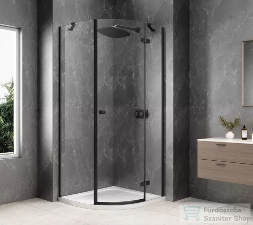 Sapho GLOBE BLACK íves zuhanykabin 900x900 mm, jobbos, transzparent üveg (GB2690RB)
