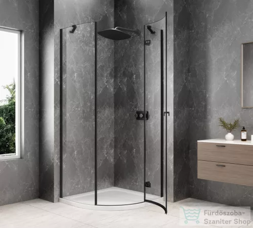 Sapho GLOBE BLACK íves zuhanykabin 900x900 mm, jobbos, transzparent üveg (GB2690RB)