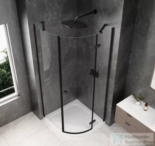 Sapho GLOBE BLACK íves zuhanykabin 900x900 mm, jobbos, transzparent üveg (GB2690RB)