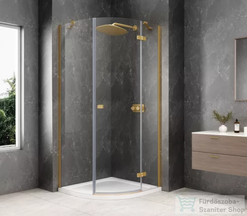 Sapho GLOBE GOLD MATT íves zuhanykabin 900x900 mm, jobbos, transzparent üveg (GB2690RG)