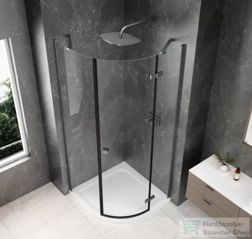 Sapho GLOBE GUN METAL íves zuhanykabin 900x900 mm, jobbos, transzparent üveg (GB2690RGM)