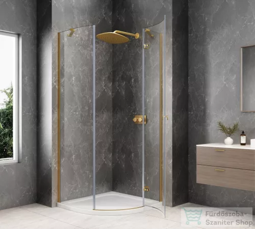 Sapho GLOBE GOLD MATT íves zuhanykabin 900x900 mm, jobbos, transzparent üveg (GB2690RG)