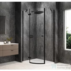   Sapho GLOBE BLACK íves zuhanykabin 900x800 mm, balos, transzparent üveg (GB2980LB)
