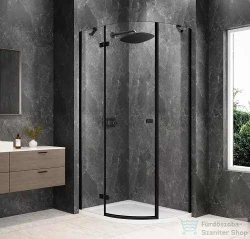Sapho GLOBE BLACK íves zuhanykabin 900x800 mm, balos, transzparent üveg (GB2980LB)